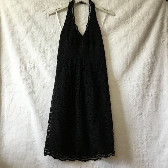 David’s Bridal Black Halter Top Laced Short Dress - Picture 6 of 16